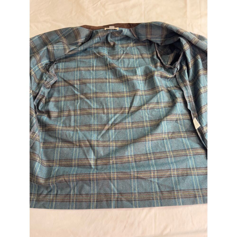 Vintage Talbots Wool Plaid Jacket | Leather Shacket Shirt - Picture 4 of 10